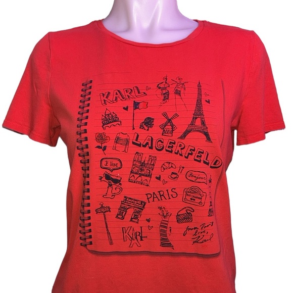 Karl Lagerfeld Tops - Karl Lagerfeld Paris Graphic Tee Shirt Signature Black Eiffel Tower Small